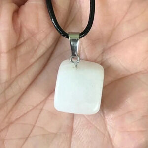 White Quartz Organic Freeform Natural Braided Stainless Steel Necklace